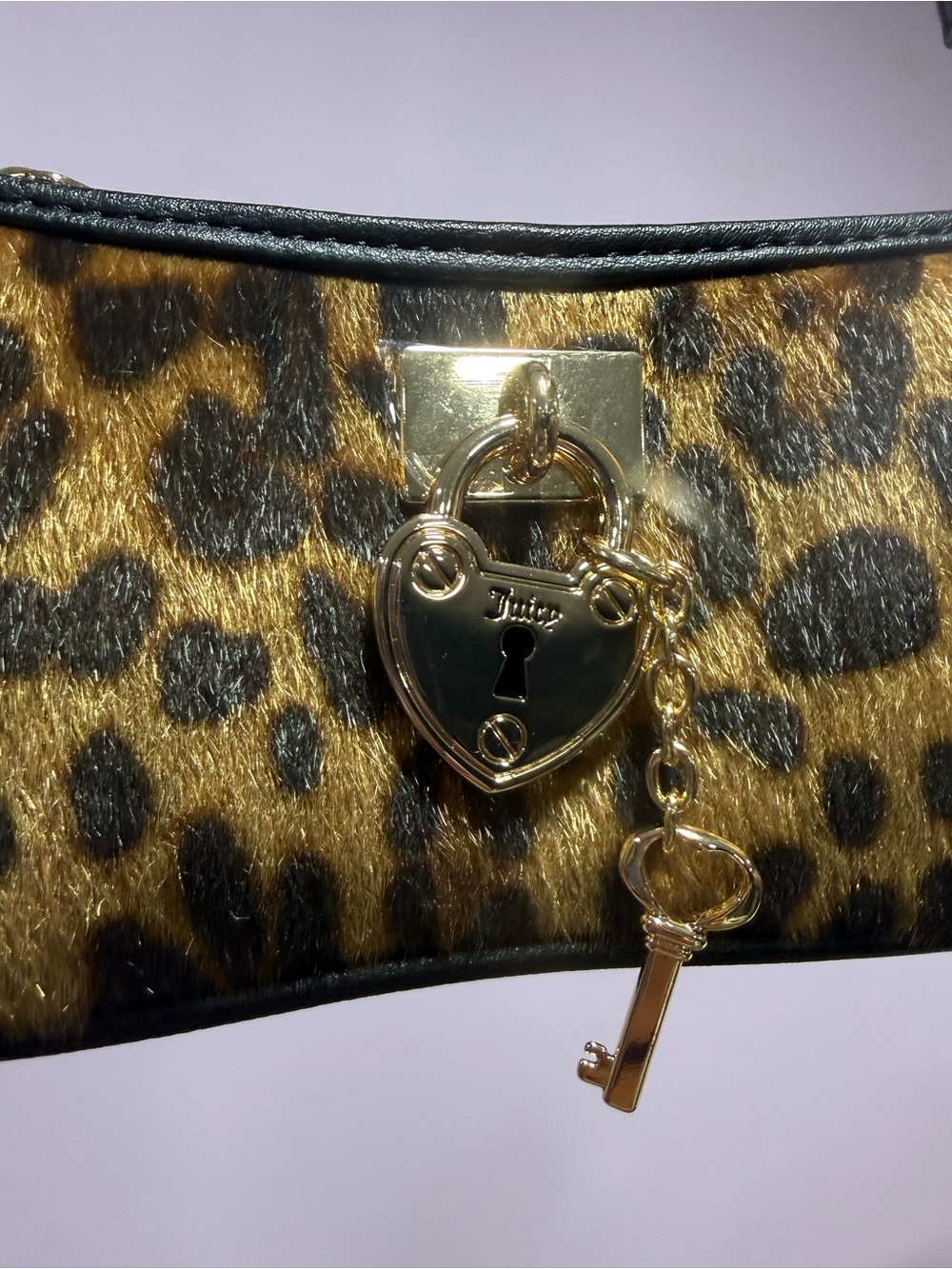 Juicy Couture Leopard Print Mini Bag with Black Trim and Gold Hardware - Picture 2 of 9